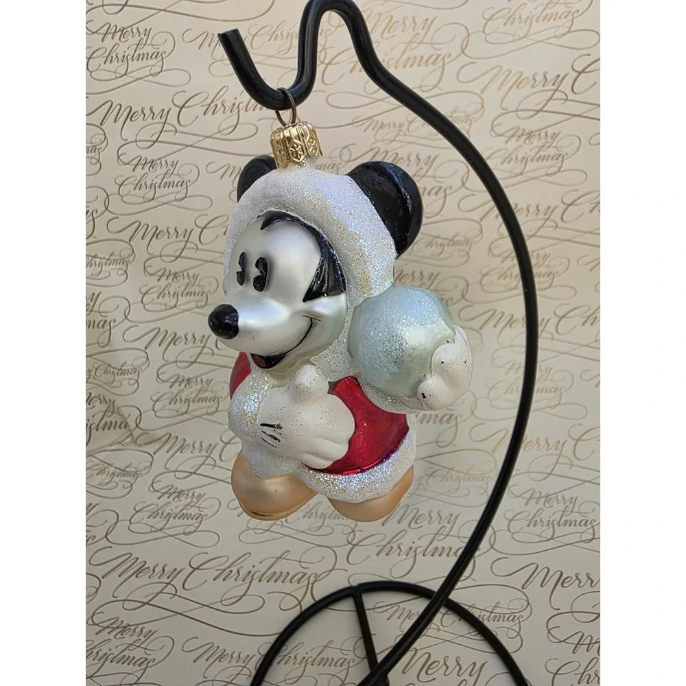 2000 Christopher Radko Disney Jewel Mickey Snowball Glass Ornament 00-DIS-33